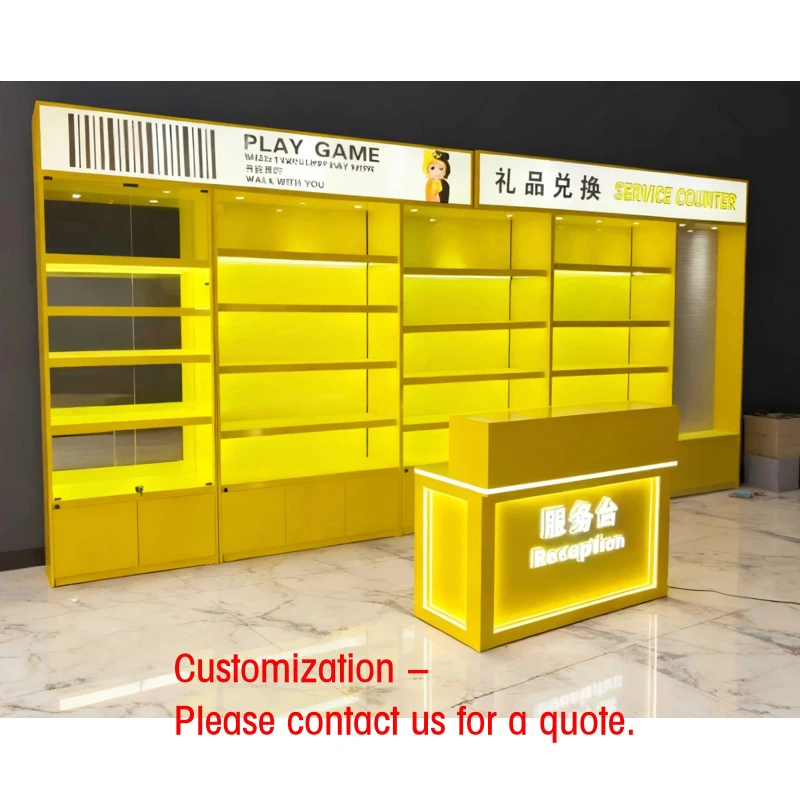 custom.Standing Glass Display Cabinet Toy Figures Plush Toys-Heavy Duty Varnished LED Lighting