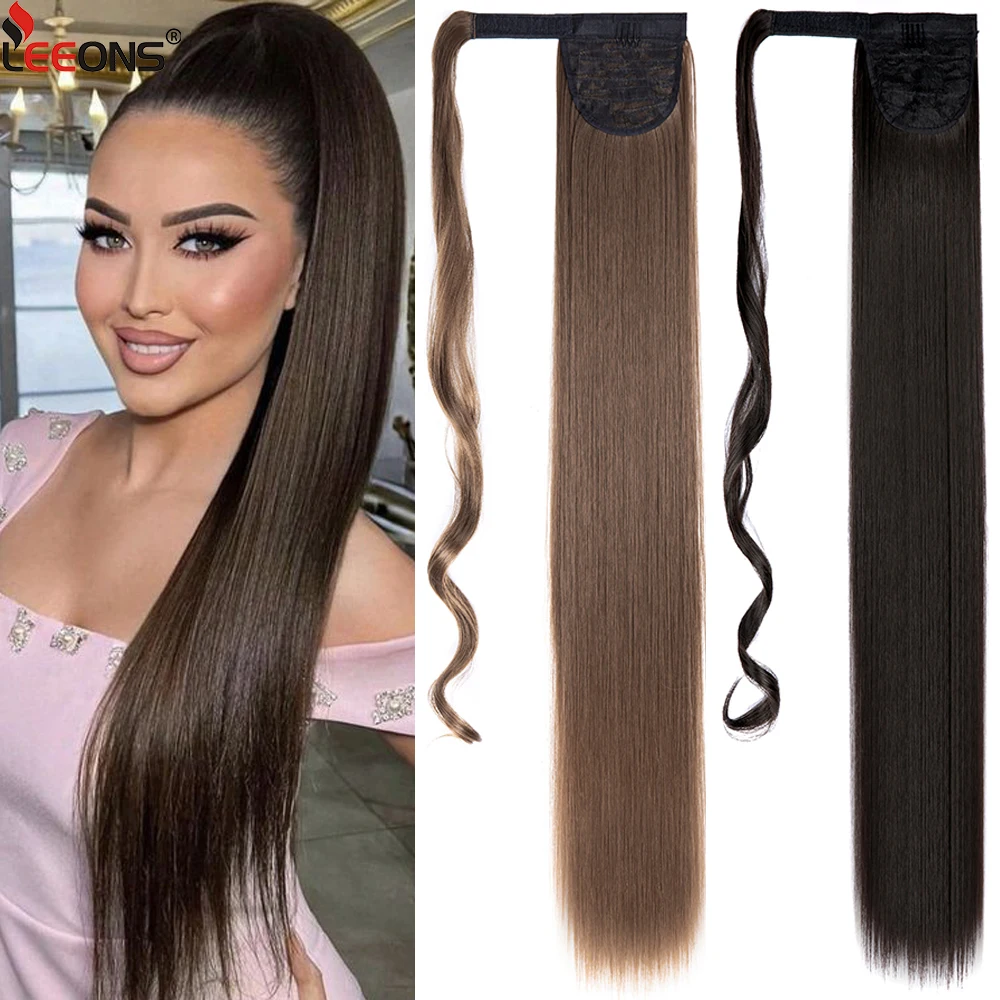 

Long Straight Wrap Around Ponytail Extensions 33 Inch Synthetic Pony Tail Hairpieces Clip In Ponytails Extension For Women Girls