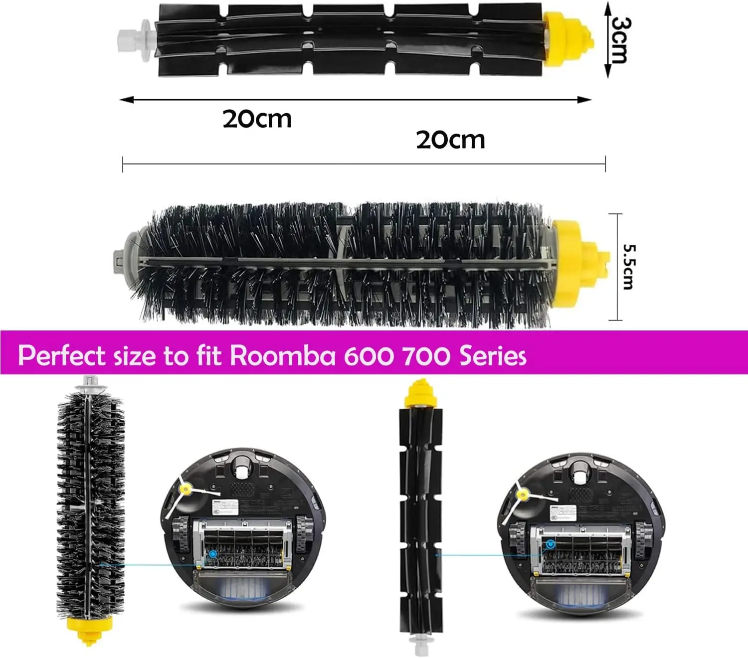 Replacement Parts Accessories for iRobot Roomba 675 670 665 690 692 694 671 677 650 655 614 Side Main Roller Brush Filter