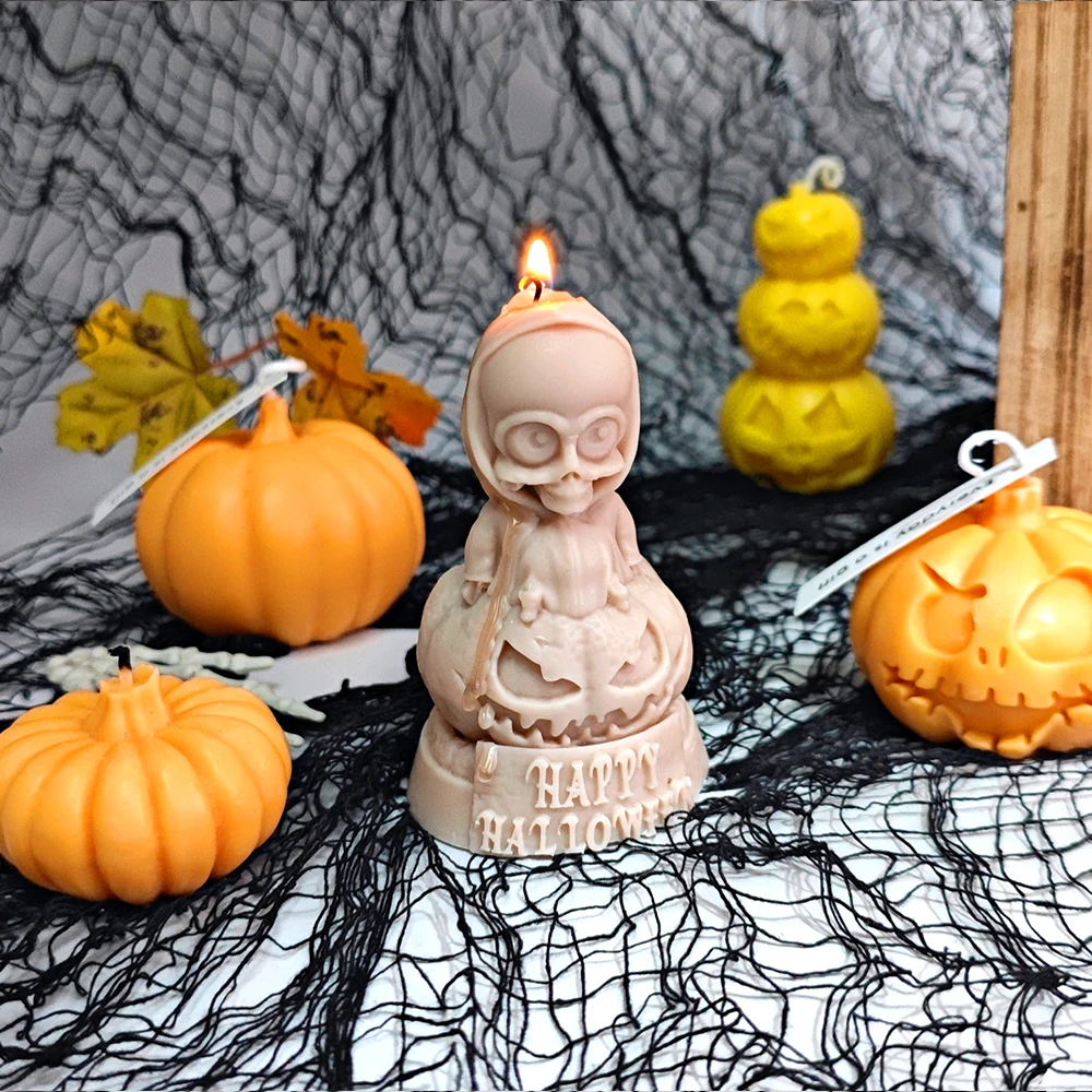 LZ041 Halloween wąż czaszka silikonowe formy na świece DIY tynk głowa ducha szkielet formy odlewnicze z żywicy do rzemiosła dekoracyjnego