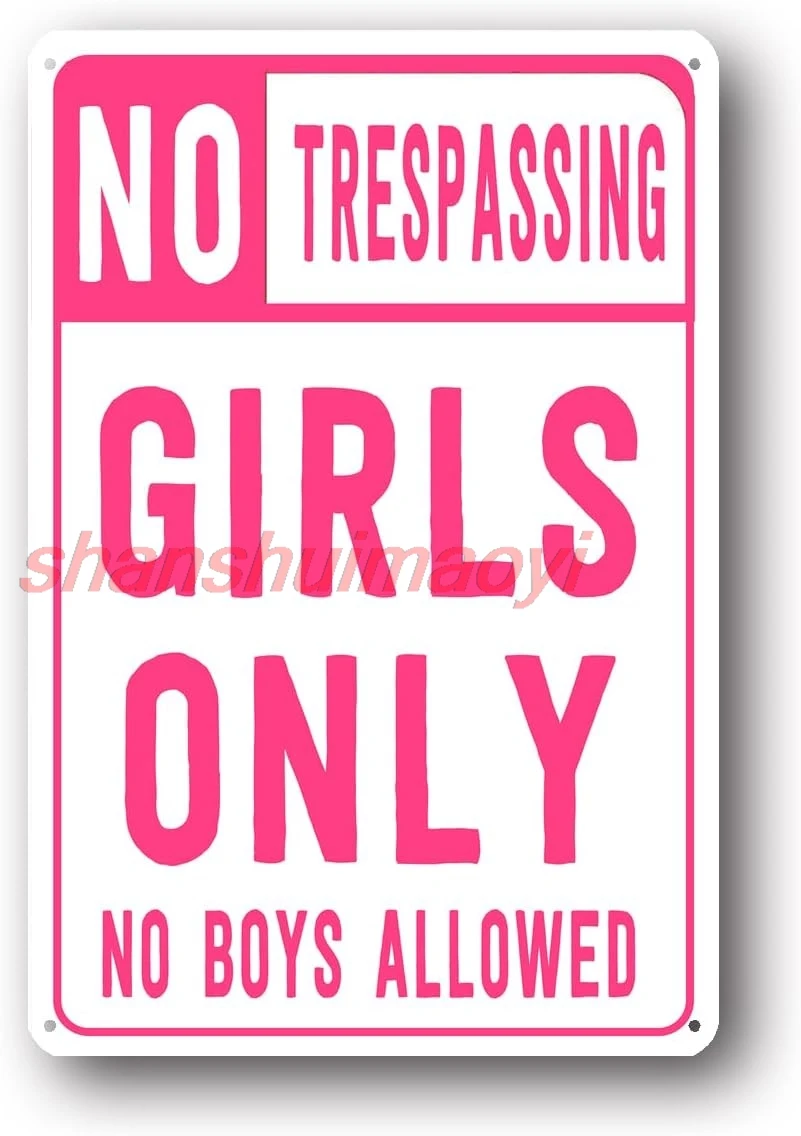 Room Decor Girls Only Sign - No Trespassing No Boys Allowed Girl Cave Aluminum Sign sign