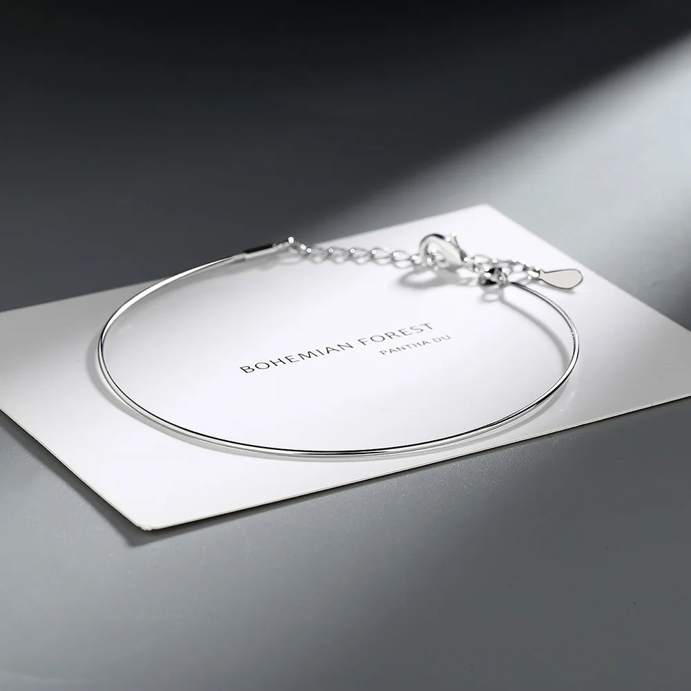 925 Sterling Silver 20cm Snake Fine Chain Bracelet For Women Lucky Korean Hand Bracelets Charm Luxury Accessories Argent 925