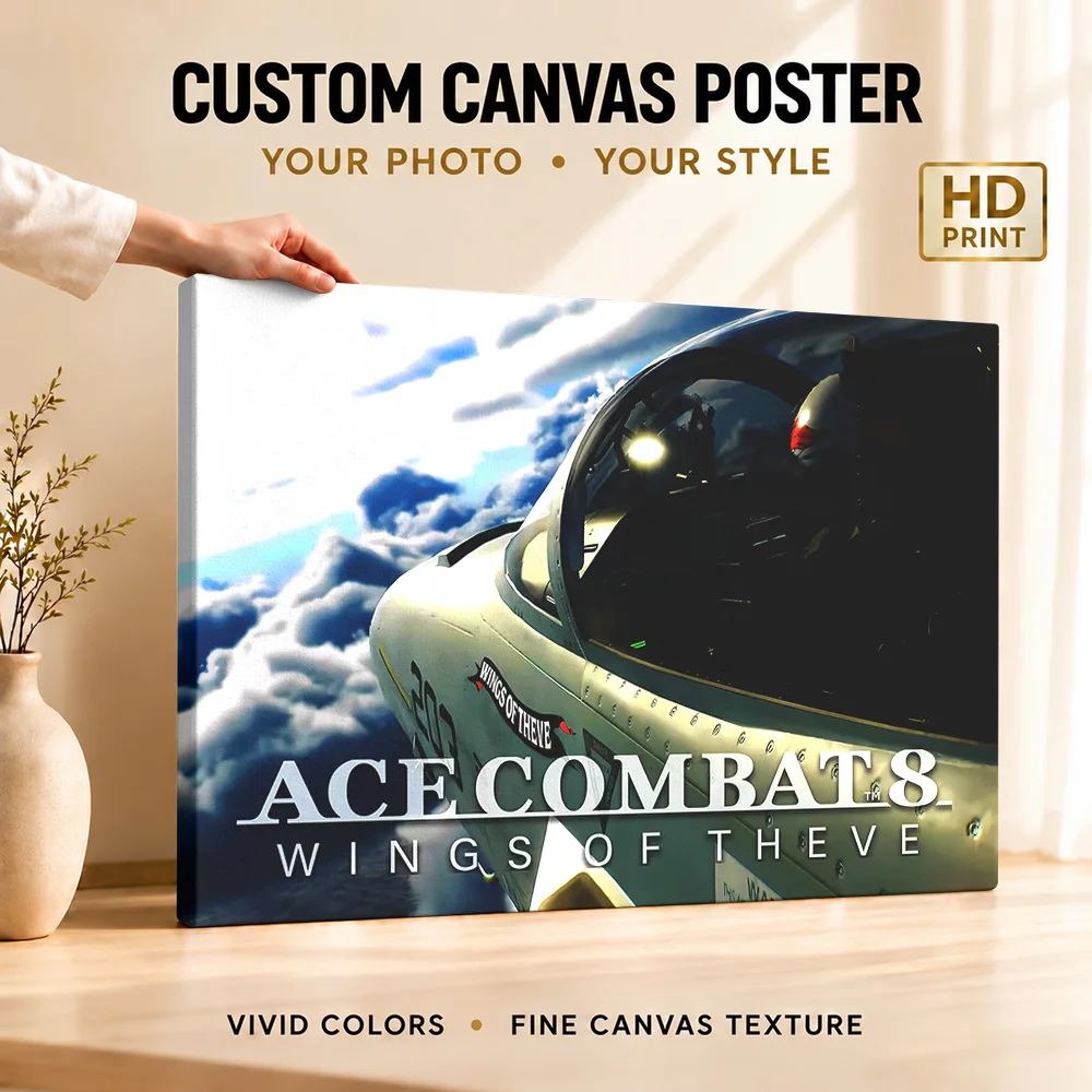 Ace Combat 8 Wings Of Theve Game Wood Framed Canvas Poster Customized Photo Colorful Character Graphic Wall Art For Man Cave