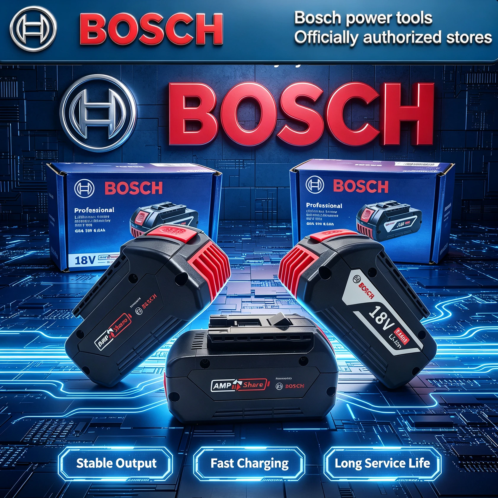 New Original Bosch 18V 6.0AH Professional Lithium Battery for BAT609 BAT609G BAT618 BAT618G Electric Tool Rechargeable Battery