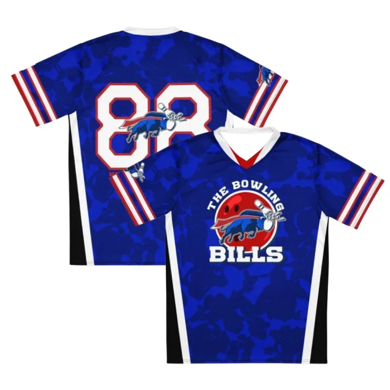 26-27 New Bowling Bill Team Fan Jersey Printed Quick Drying Sports Men's Short Sleeved Top T-shirt Family Matching