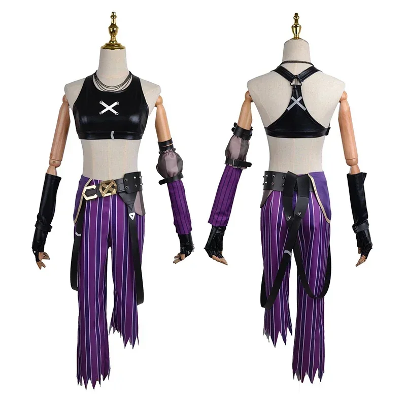 Arcane Loli Jinx Anime Cosplay Costume para Mulheres, Peruca, Etiqueta do Tatuagem, Uniforme, Roupas Sexy, Halloween, Carnaval, Meninas