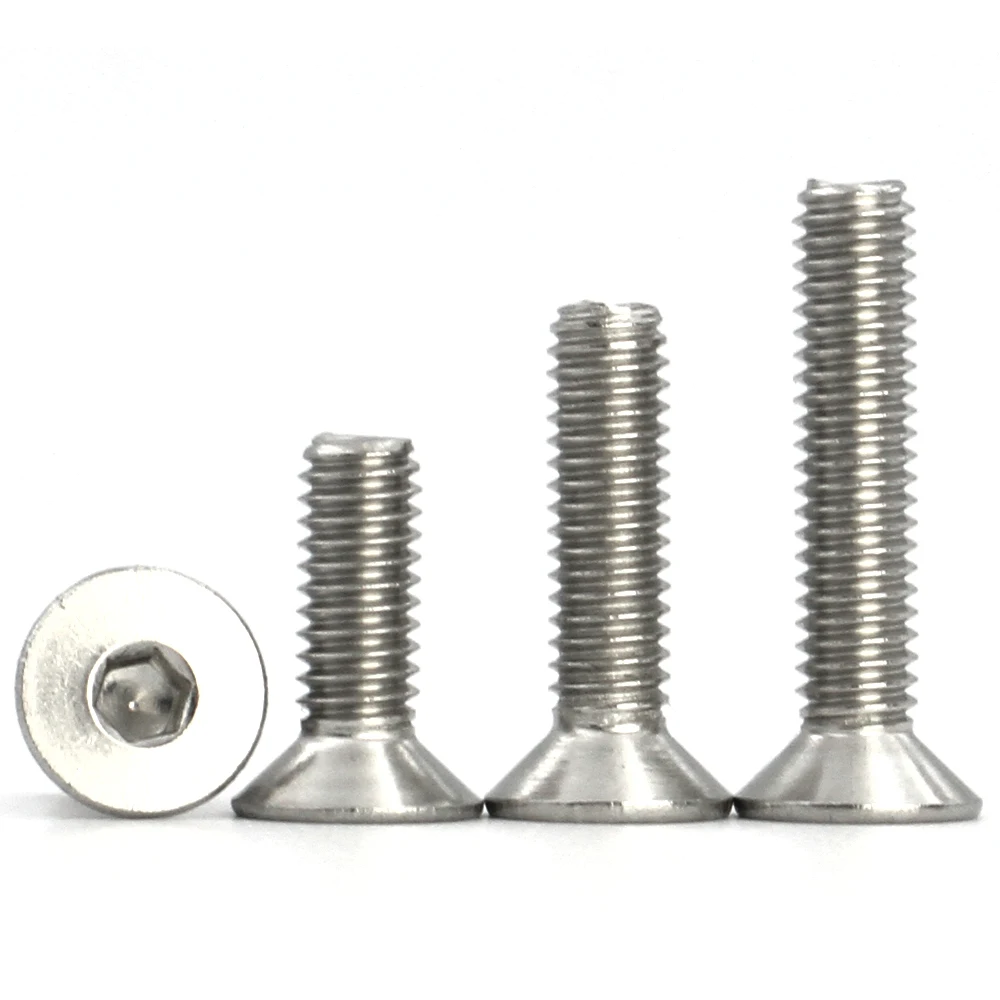 M1.6 M2 M2.5 M3 M4 M5 M6 M8 M10 DIN7991 304 Stainless Steel Hex Hexagon Socket Countersunk Screw Flat Head Screw Allen Bolts