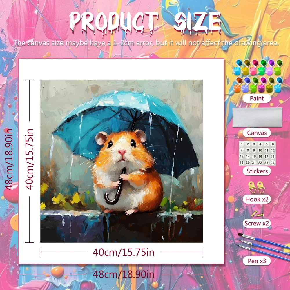 DIY 数字による油絵ハムスター動物デジタル油絵傘芸術と工芸 - Art Craft Umbrella のレビューと価格