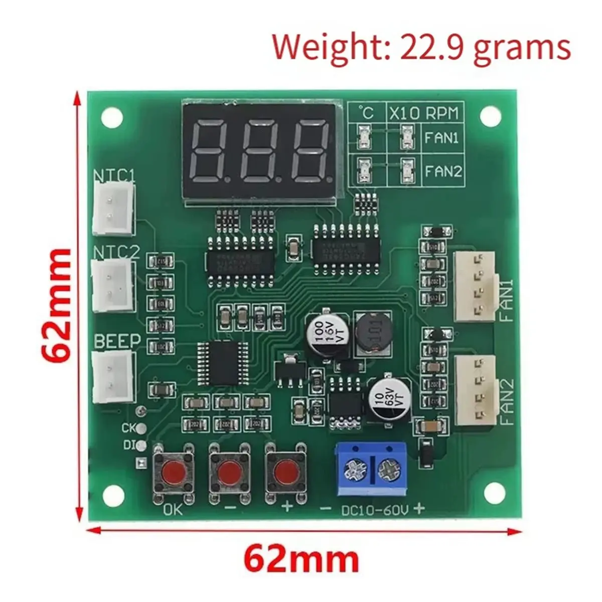 AA80 Fan Motor Speed Controller 4 Wire 2 Channel PWM Fan Temperature Controller LED Digital Thermostat DC 12V 24V Heat Sink