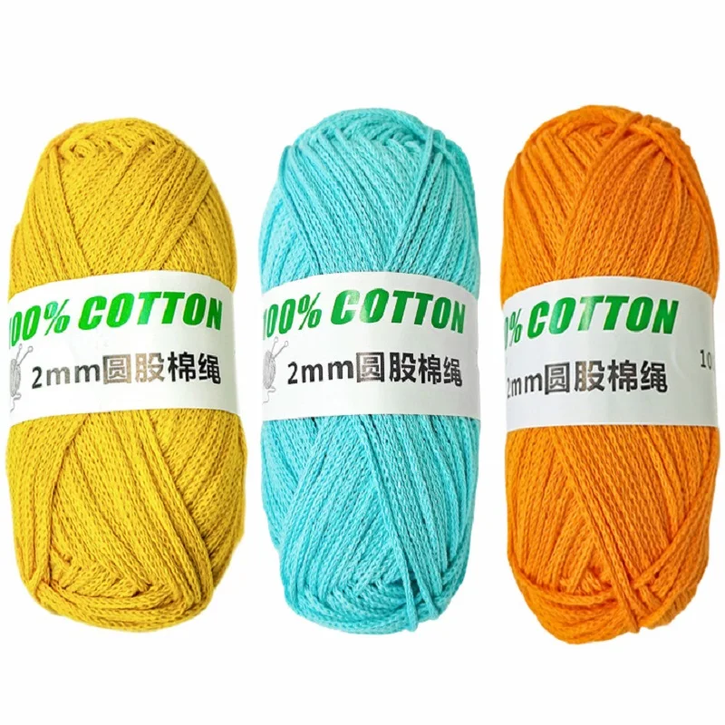 Cotton 2mm Blanket Yarn for Knitting 500grams Round Tape Crocheting Threads Circular Knitting DIY Carpets Bags Handbags Cushions