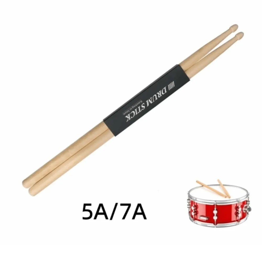 1 Pairs Elegant 5A Maple Drumsticks 7A Sturdy Drum Mallets Maple Wood Log Color Drum Sticks Practice