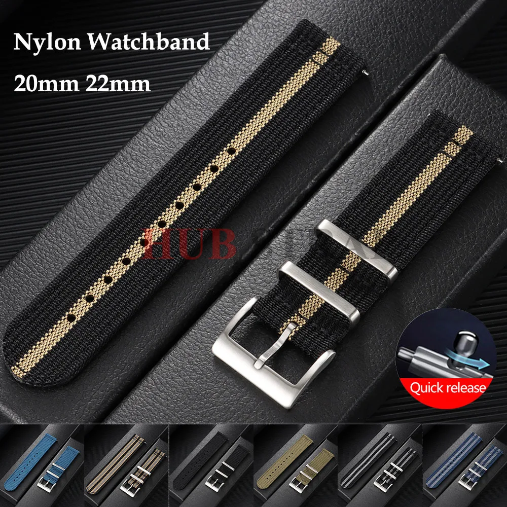 Bracelet en nylon côtelé 20mm 22mm en toile tissée pour montres Omega, Seiko, militaires, sportives, Tudor – Bracelets à libération rapide