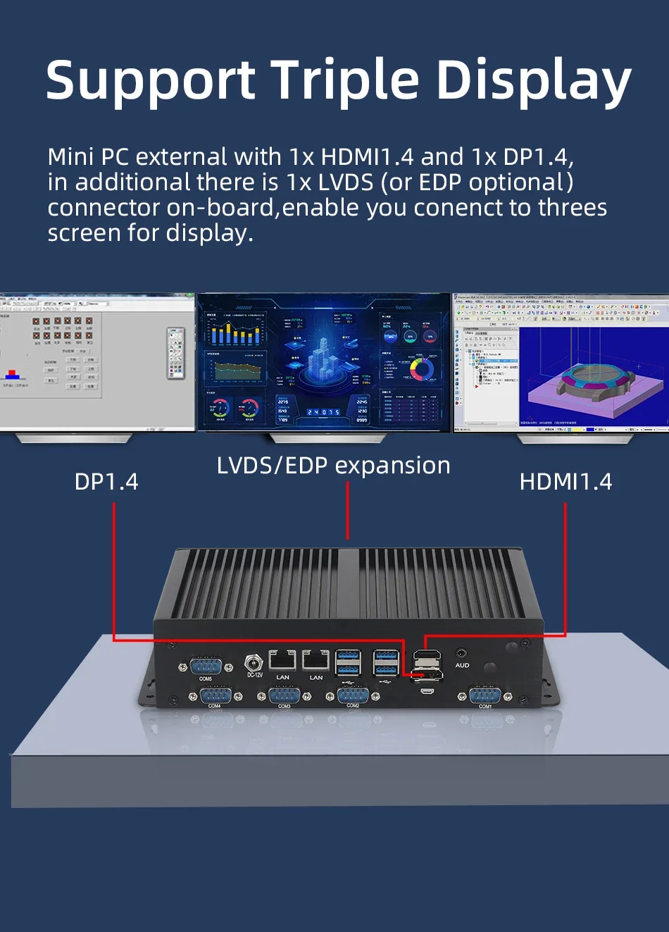 كمبيوتر صناعي صغير 6x COM 2x إيثرنت 8xUSB Intel i7-10510U i5-10210U Windows Linux WiFi 4G LTE
