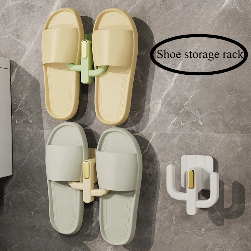 

No punching in the bathroom, drain hook pasted on the back wall of the bathroom door, shoe storage rack