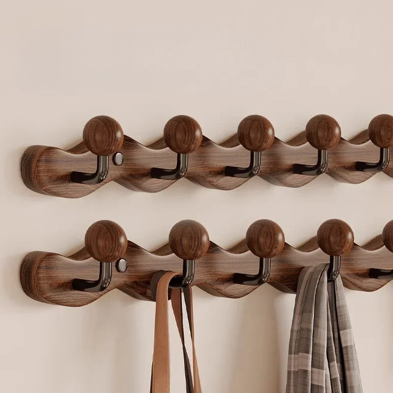 

Solid wood clothes hook, entrance foyer, entrance door, creative clothes and hat hook, no need to drill holes, wall mounted