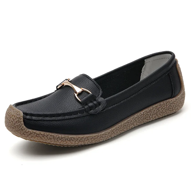 

100% cowhide Women's shoes New large size Casual sneakers women's Loafers Light Comfort Thick sole Fashion Womens Leather shoes