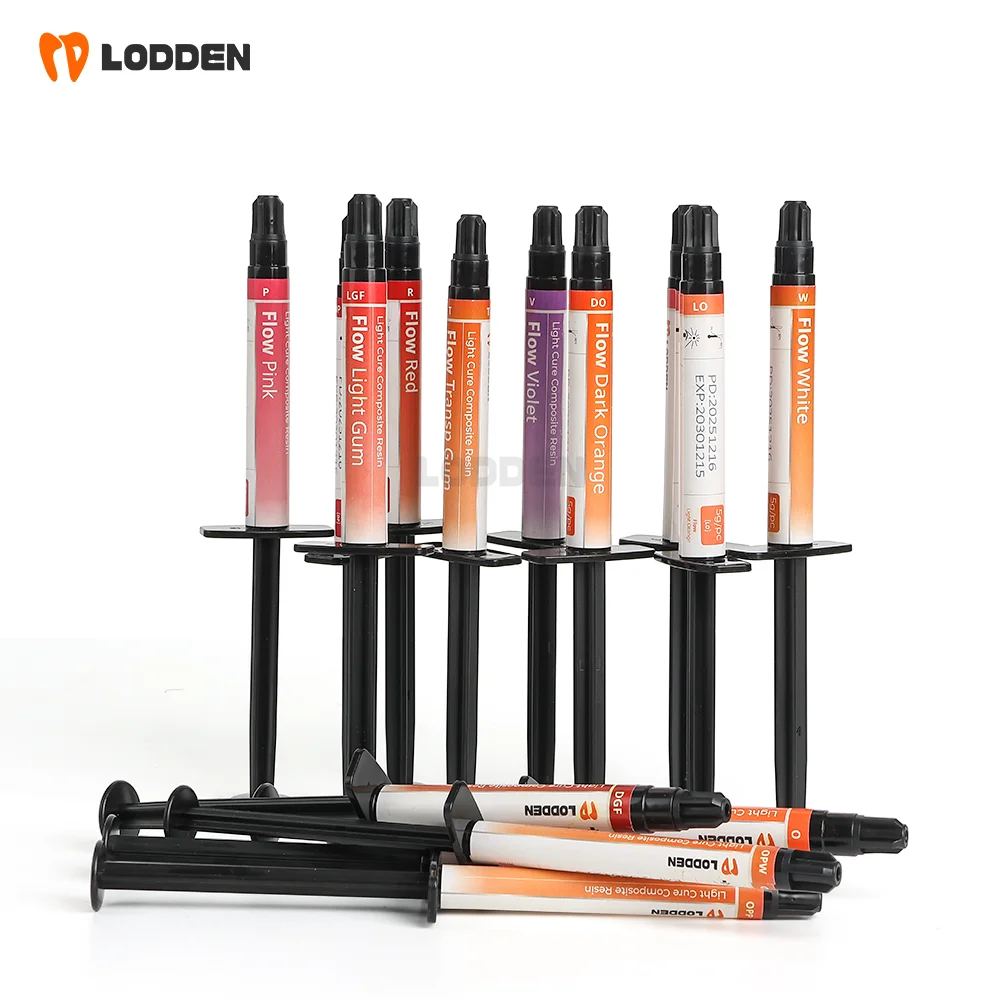 Lodden Dental Light Cure Composite Resin 5g Flowable Light-Cured Gingival Composite Material for Metal-Faced Crowns Lab Material
