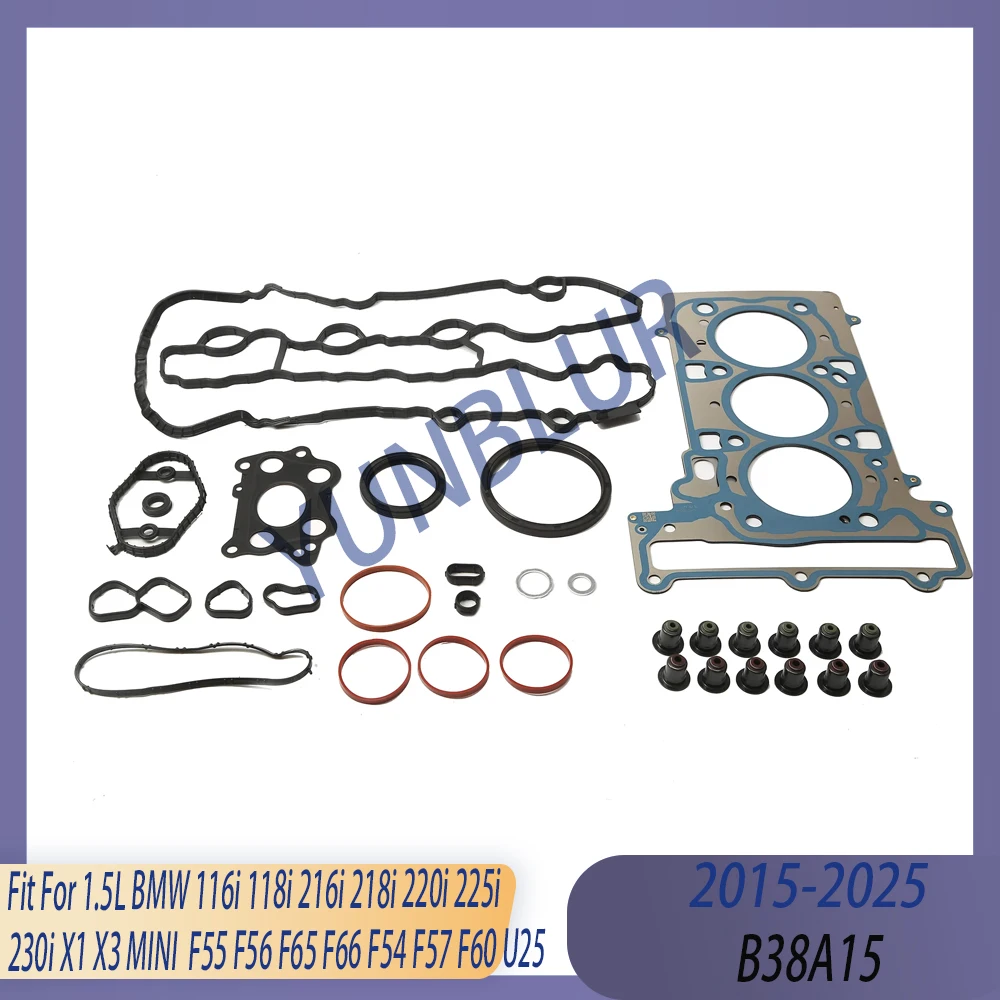 

Детали двигателя, комплект прокладок полной головки цилиндра, подходит для 1,5 л B36 B38 GAS 15-25 для BMW 116i 118i 216i 218i 220i 225i 230i X1 X3 MINI