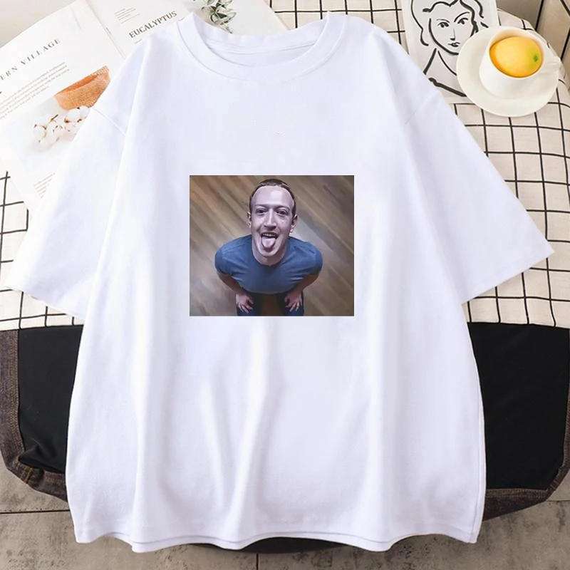 Funny Bad Expression Graphic Men Women T-shirt Mark Zuckerberg Good Joke T-shirt Short-sleeved Round Neck Neutral Shirt Tee Top