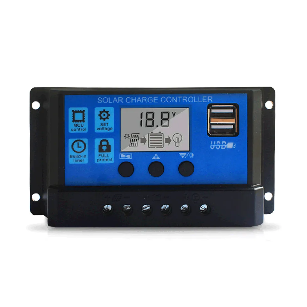 100A Solar Charge Controller Solar Panel Controller 12V/24V Adjustable LCD Display Solar Panel Battery Regulator with USB Port