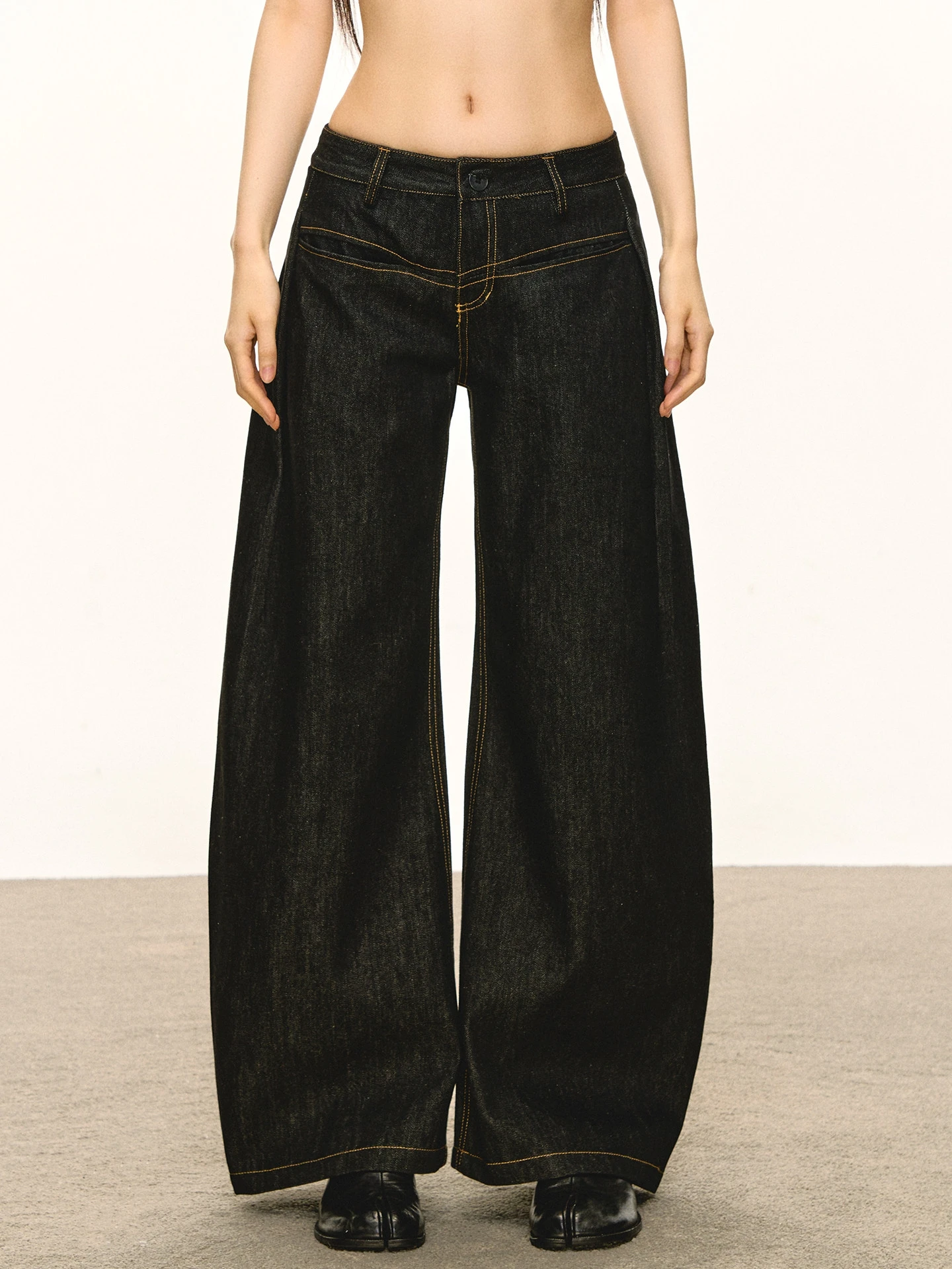 Casual Loose Wide Leg Jeans Women's Vintage Knife Pleat Sewing Line Straight Loose Wide Leg Pants Street Style Trendy Flared