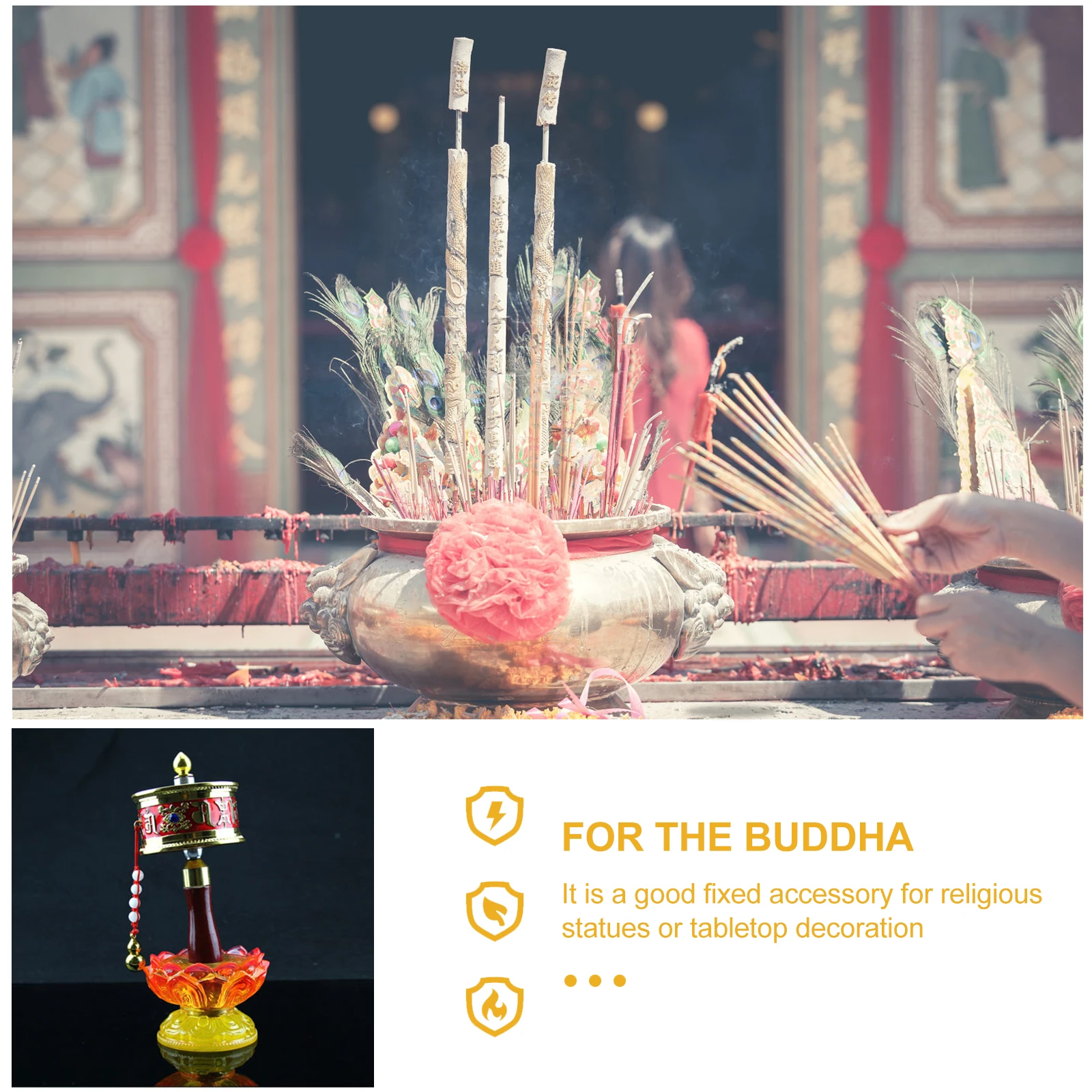

Reliable Prayer Wheel Base Lotus-Shaped Resin Buddhist Statue Display Stand Desktop Stable Fixing Holder
