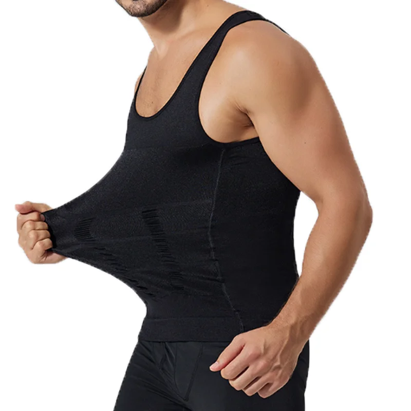 Heren compressie mouwloos jersey fitnesskleding trainingsshirts gym tanktops hardlopen sport mager vest strak T-shirt