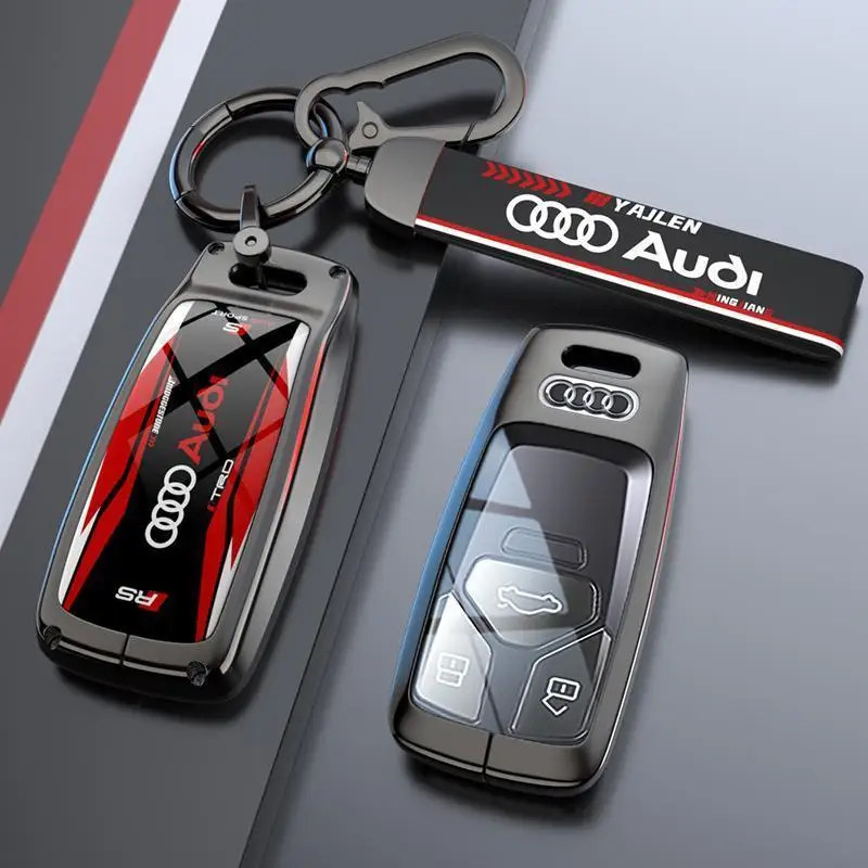 

Alloy+Leather High-End Car Key Case for Audi A4 B9 A5 A6 8S 8W Q5 Q7 4m S4 S5 S7 Tt Rs Car Accessories