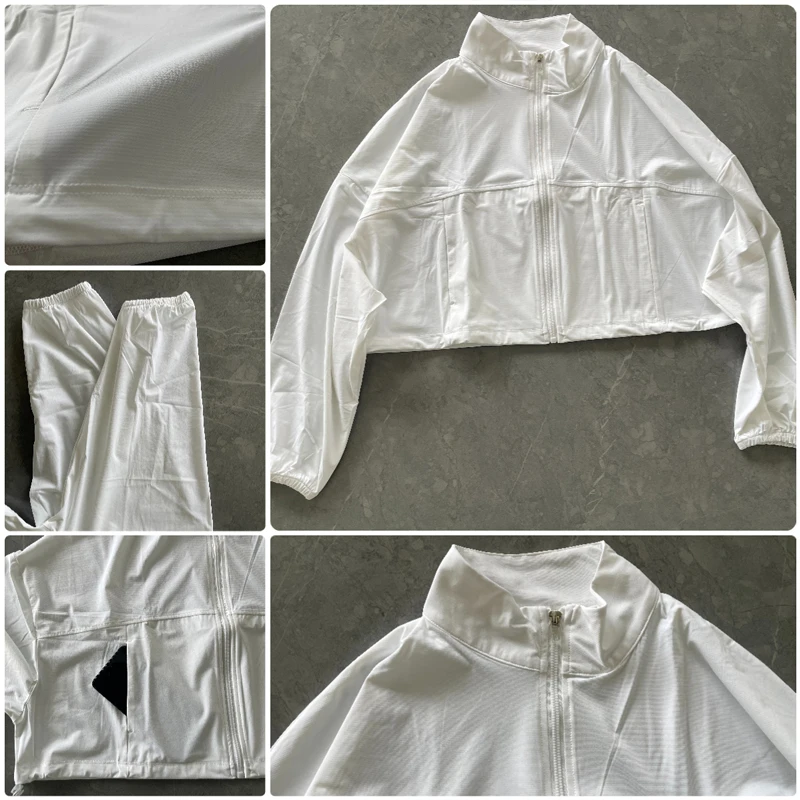 Women's Athletic Workout Running Track Full Zip Cropped Jackets UPF 50+ Sun Protection Long Sleeve Workout Shirts Yoga Gym Top