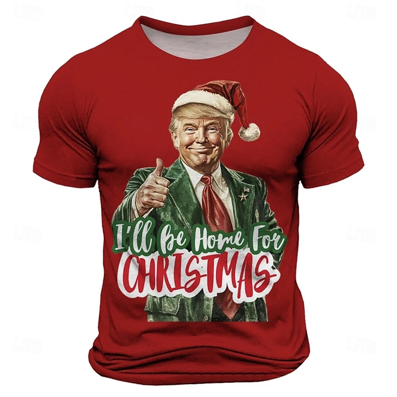 Fashion Christmas Trump T-shirt Men Casual Fashion Unique 3D Printed Pullover Top Personality Funny Pattern 2024 Trendy New Tee