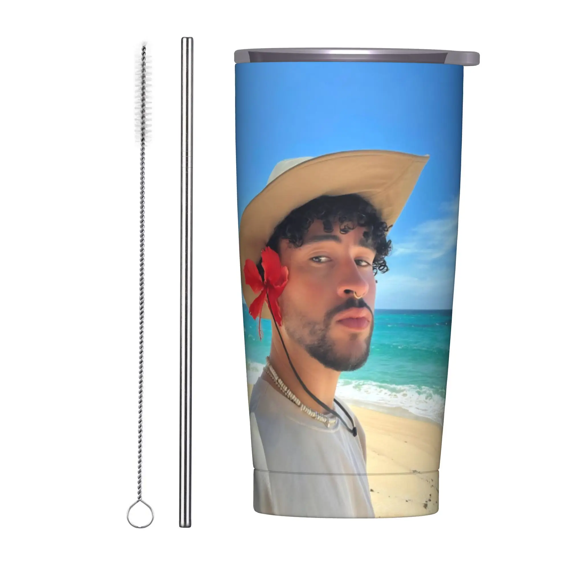 Bad Bunny DTMF Tour 2026 Tumbler Vacuum Insulated  Coffee Cups Stainless Steel Outdoor Mugs Spill Proof 20oz