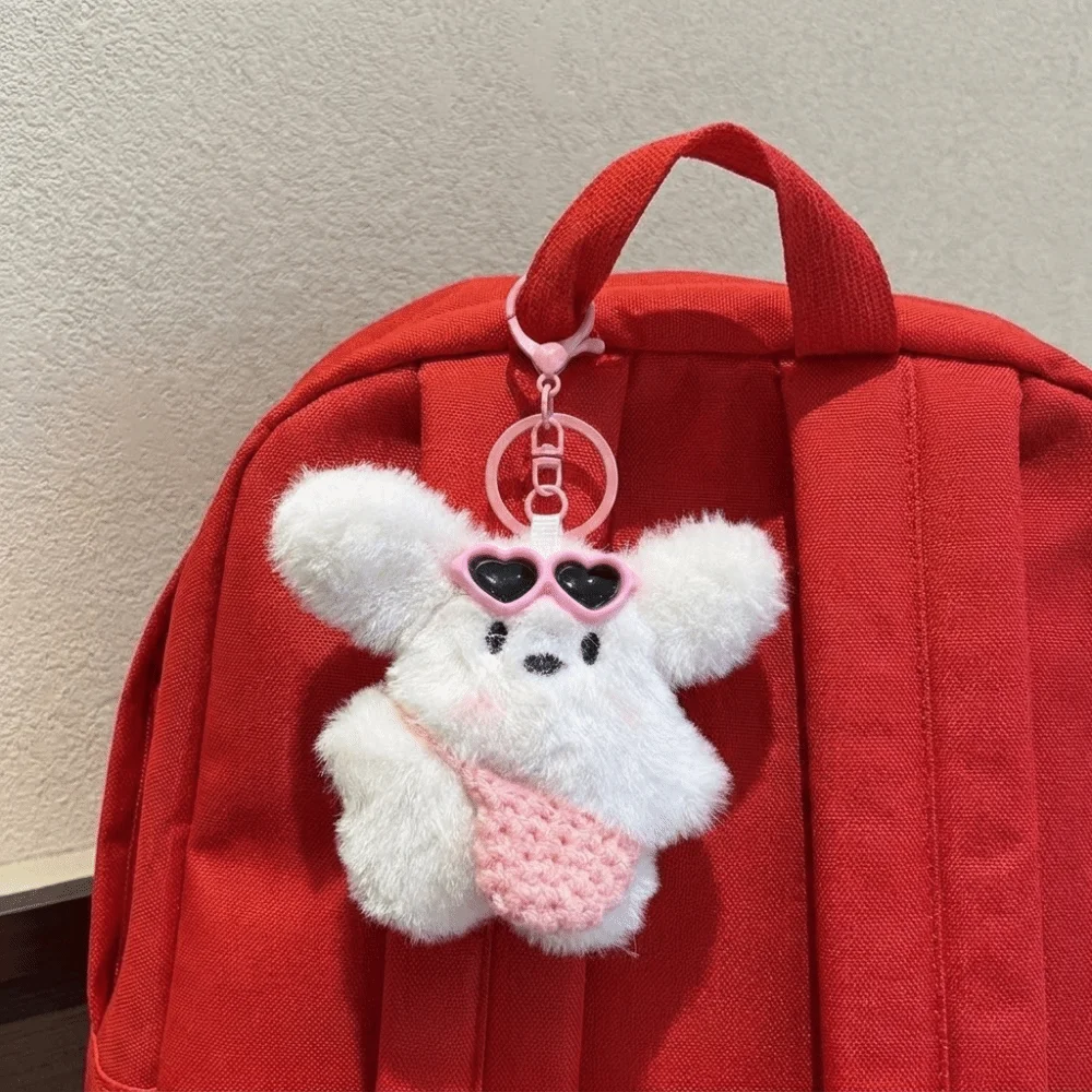 Soft Plush Rabbit Keychain Cartoon Kawaii Car Key Ring Sunglasses Little Rabbit Long Ear Backpack Keychain Birthday Gift