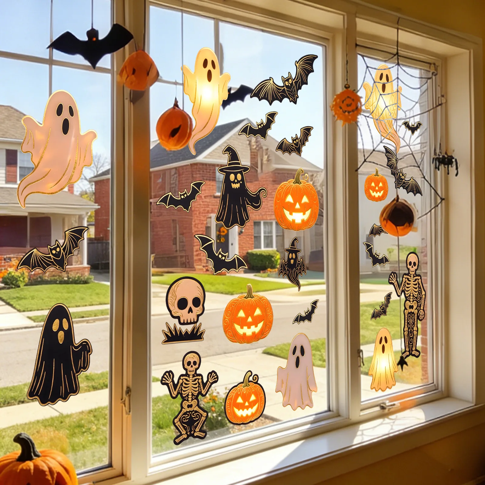 再利用可能なハロウィンウィンドウクリンガーセット - 静電気 - X Home Decor のレビューと価格