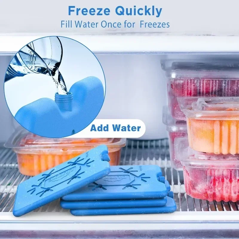 Ice Pack Reusable Lightweight Fresh Food Storage Refrigeration Cooler Bag Portable Water Injection Box for Lunch Box and Cooler