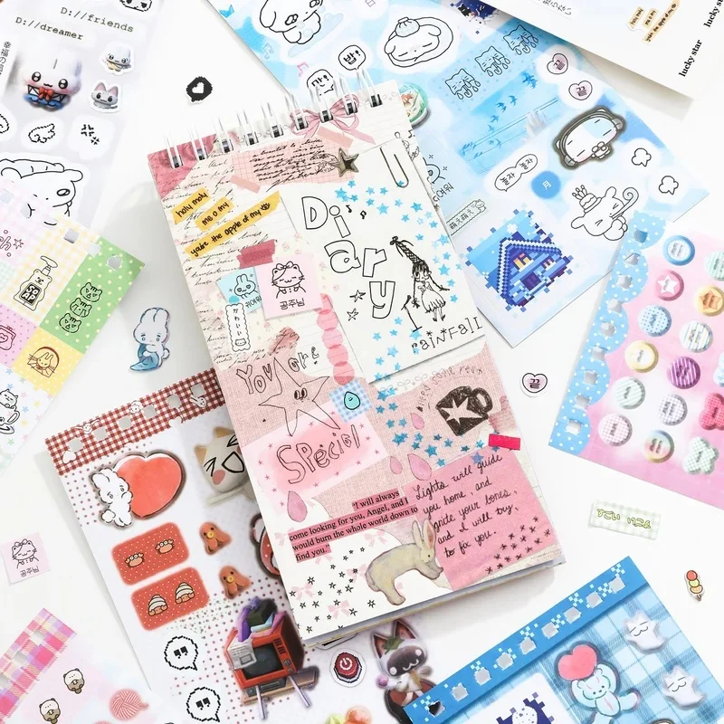 20sheets Kawaii Ins Fun Collection Book Series Die Cut Sticker Book DIY Basic Decoration Handmade Scrapbooking Supplies