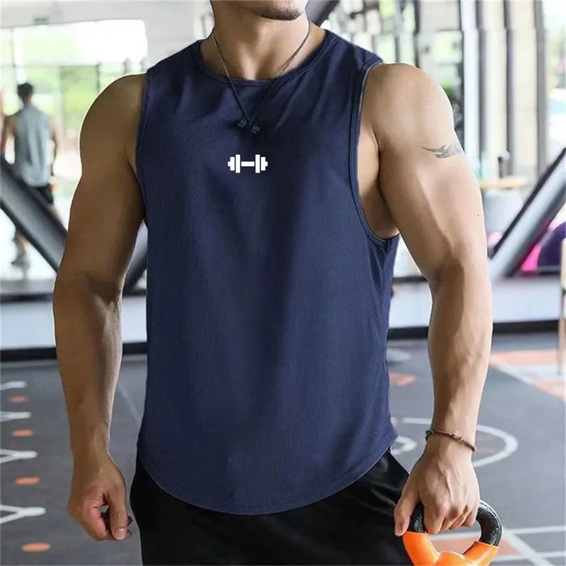 Summer Men's Tank Top Fitness Training Clothing Quick-drying Loose Bodybuilding Sleeveless Shirt Men Fashion sports casual Vest