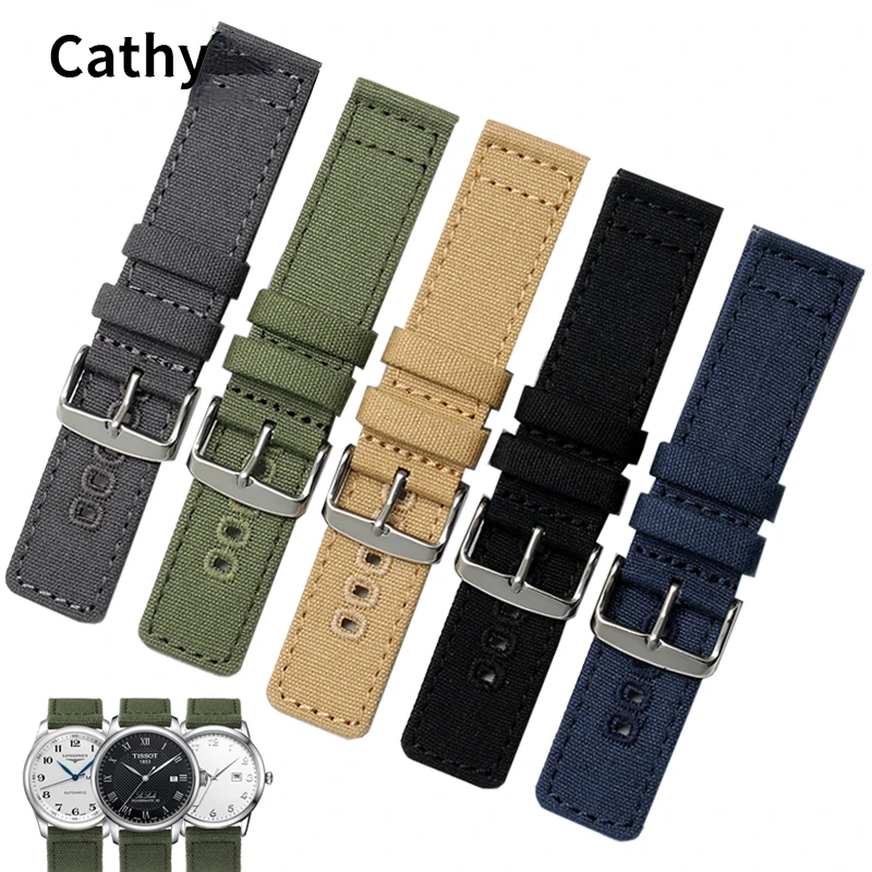 Nylon Watch Strap Men Women for Seiko No. 5 Citizen Mido Waterproof Sweat-Proof Seagull Canvas Watchband Accessories18 20 22mm