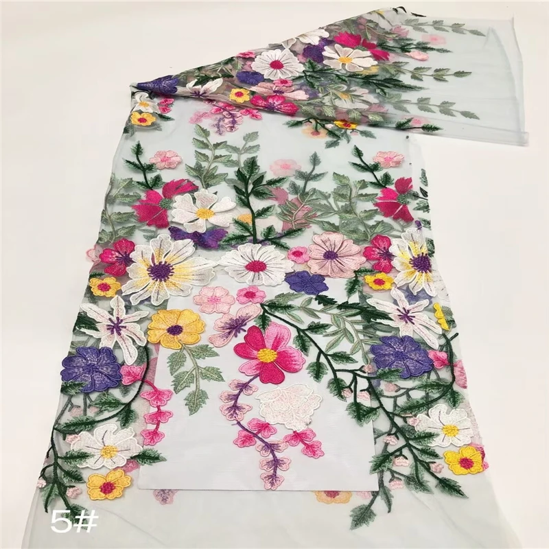 1Yard Embroidery Flower Tulle Mesh Fabric Wedding Dress Lace Fabric Fashion Dress Sewing Fabirc NEW