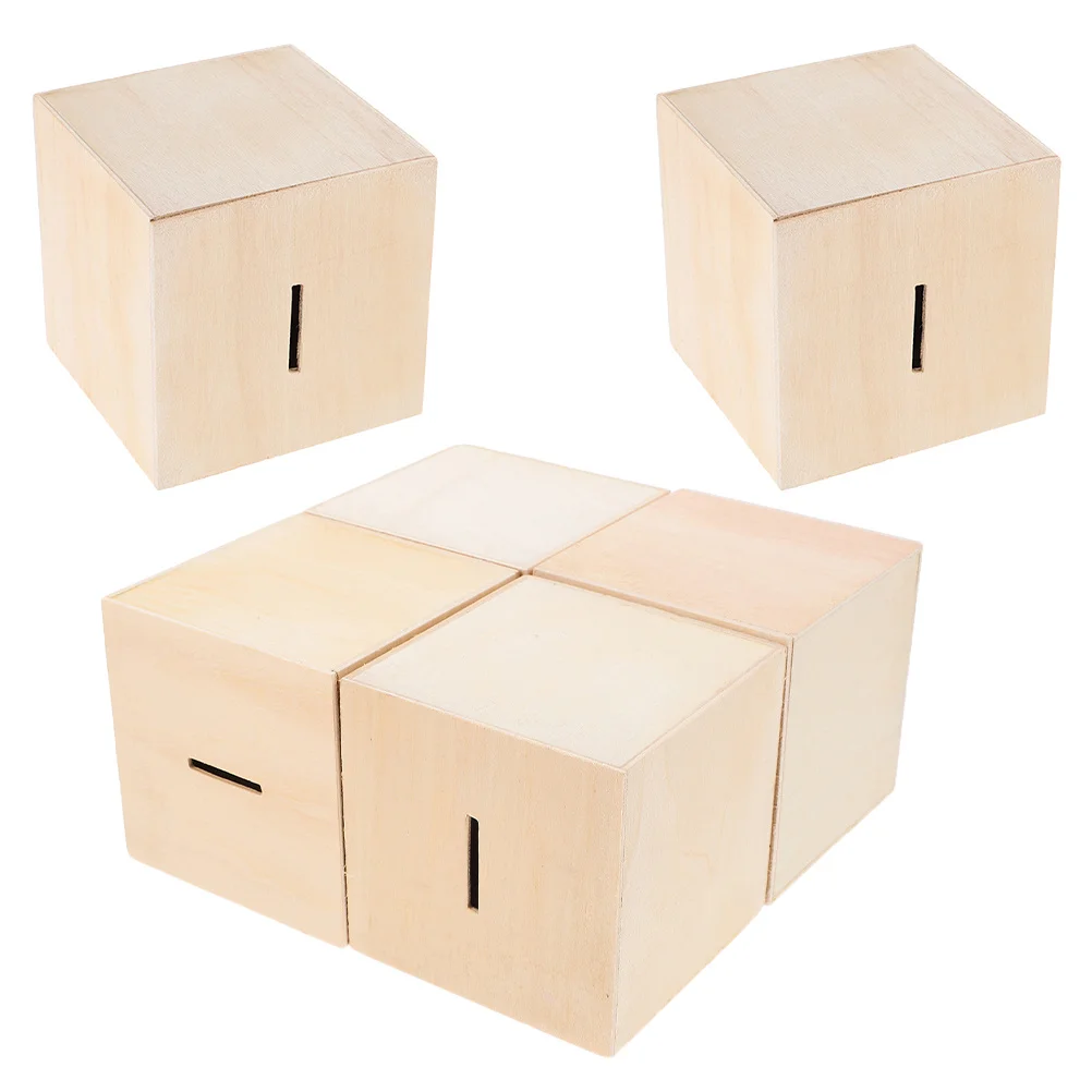 ชุดออมสินไม้ DIY 6 ชิ้นสำหรับเด็ก ชุดงานฝีมือกล่องเงินไม่ทาสี เสริมสร้างความคิดสร้างสรรค์และนิสัยการออมที่บ้าน