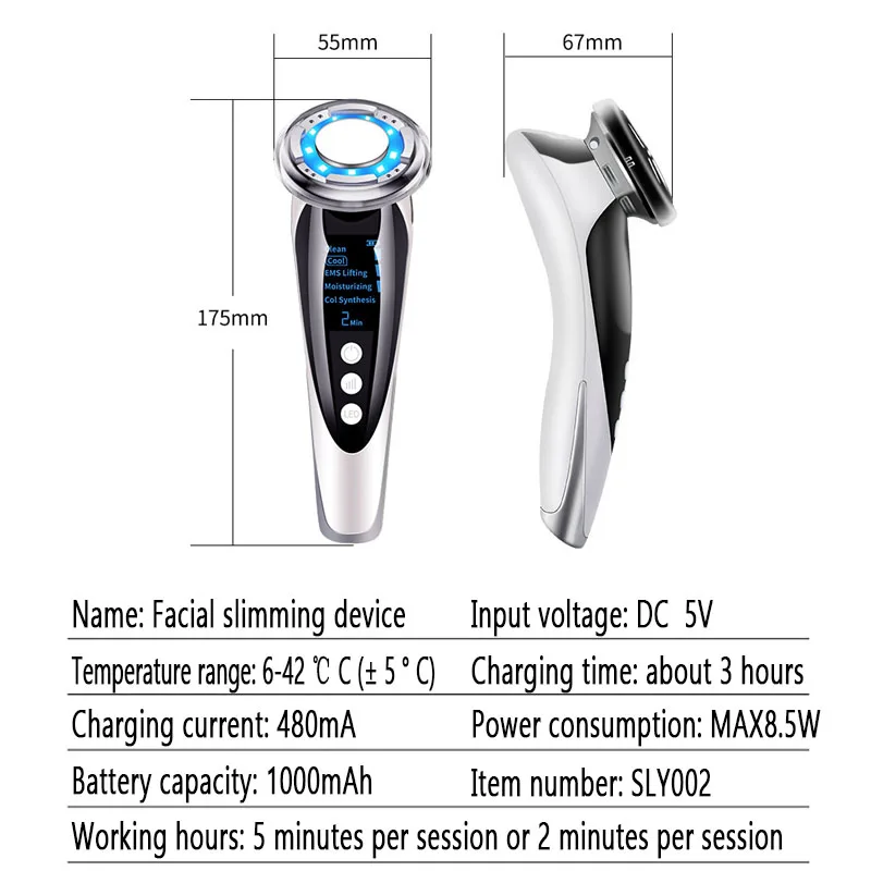 مايكرو الحالي مدلك الوجه مكافحة الشيخوخة الوجه رفع مدلك الباردة الساخنة ضغط التنظيف العميق مكافحة الشيخوخة أداة العناية بالبشرة #6