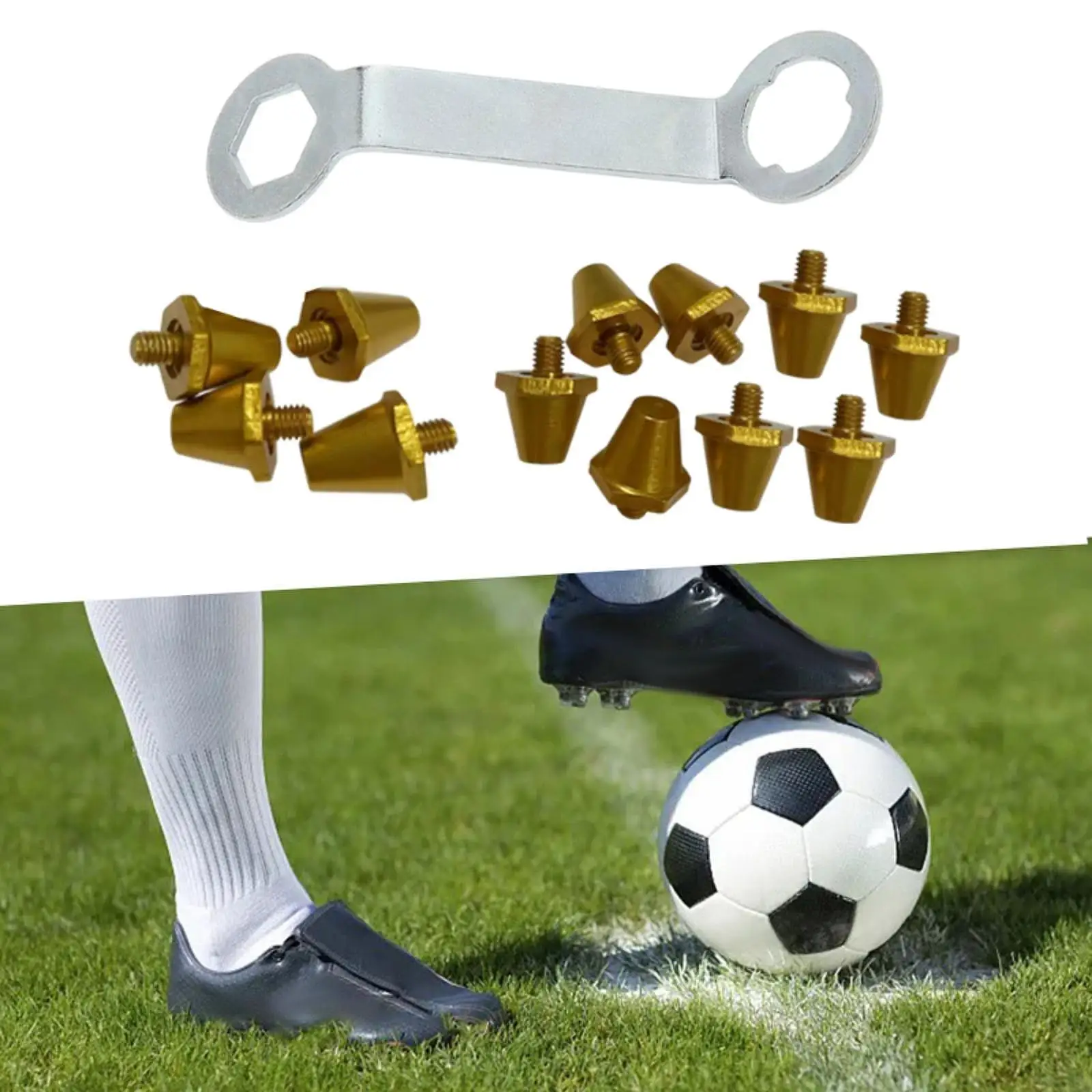 

Athletic Sneakers Studs Football Shoe Spikes Aluminum Cleats with Wrench Non Slip Replacement for Training Competition