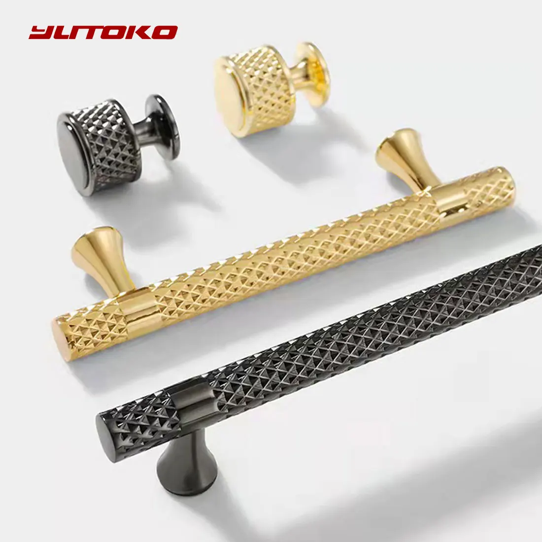 

YUTOKO Bright Black Gold Cabinet Handle and Knobs Wardrobe Kitchen Handles Cupboard Door Drawer Knob Furniture Hardware