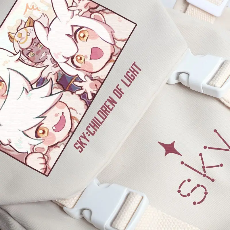 Sky Light Encounter Merchandise Anime mignon dessin animé étudiant Double sac à bandoulière sac à dos pour hommes et femmes oiseau blanc Pleurotus