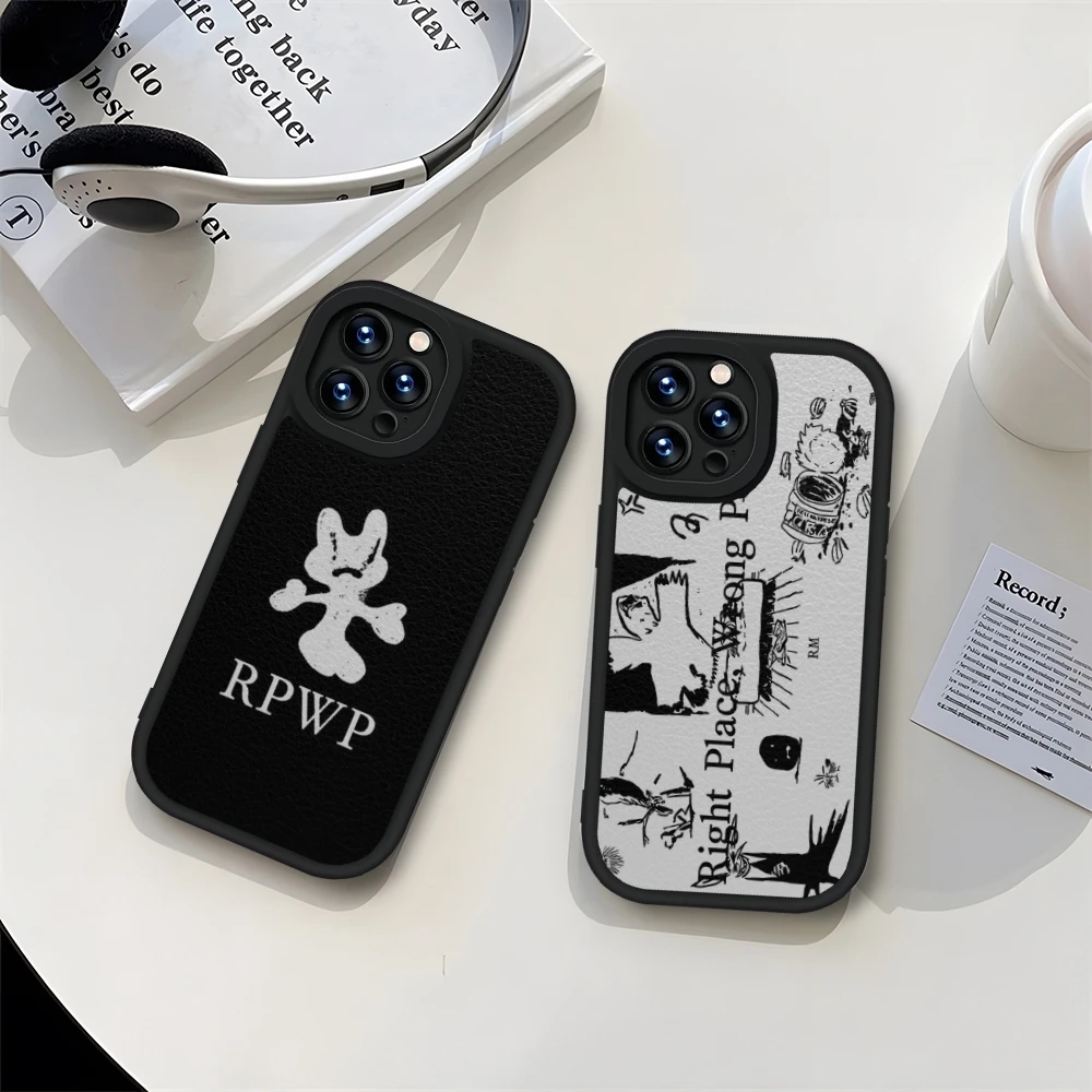 

RM RPWP Phone Case Black For IPhone 11 14 13 12 Pro Max Mini Xs X Xr 7 8 Plus SE2020 Leather Silicone Soft Texture Coque