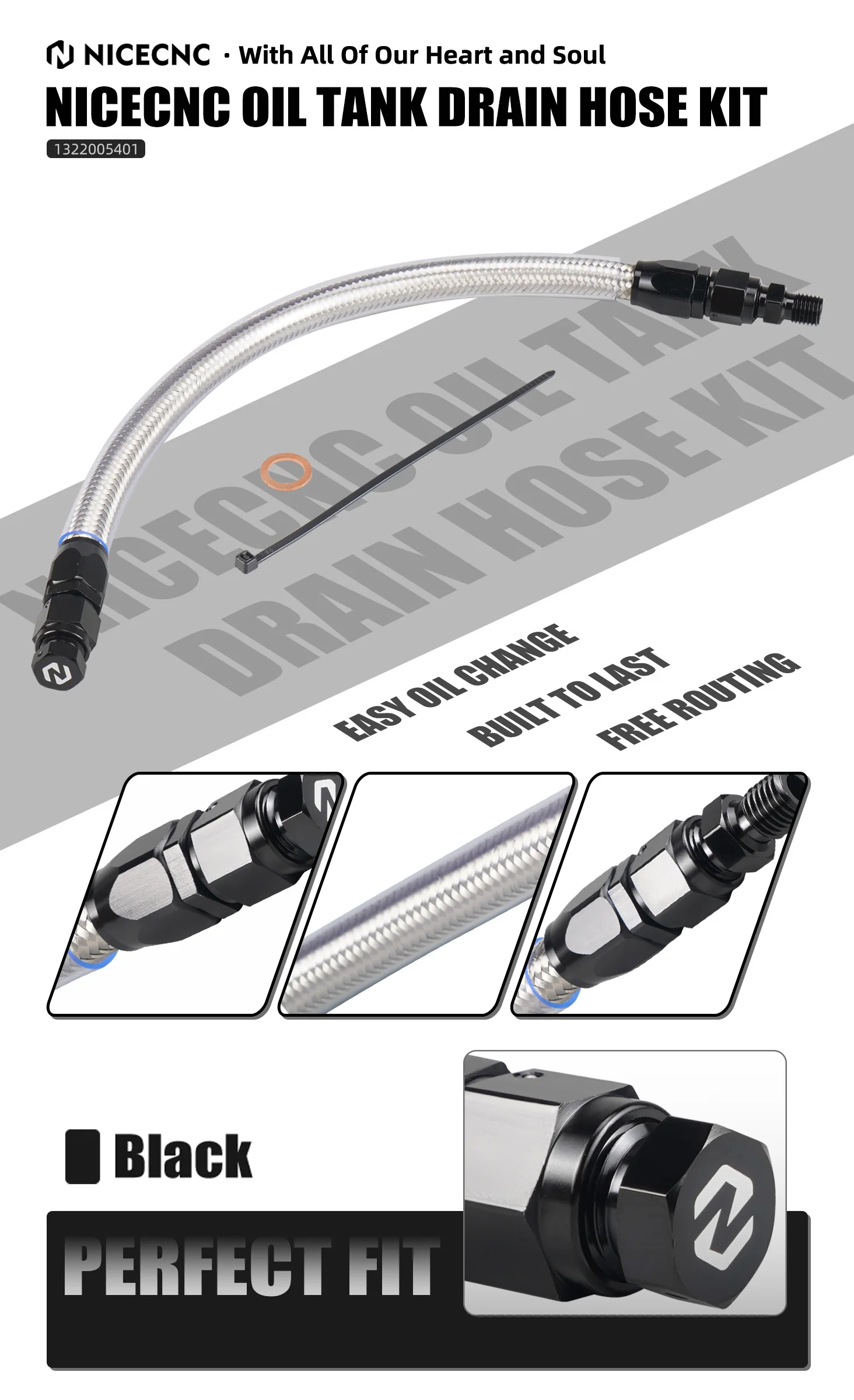 NICECNC Motorrad-Öltank-Ablaufschlauch-Set für KTM 990 LC8 Adventure 2007–2012, 990 Adventure 2006–2013, 990 Adventure R 2009–2012 – Detail 1