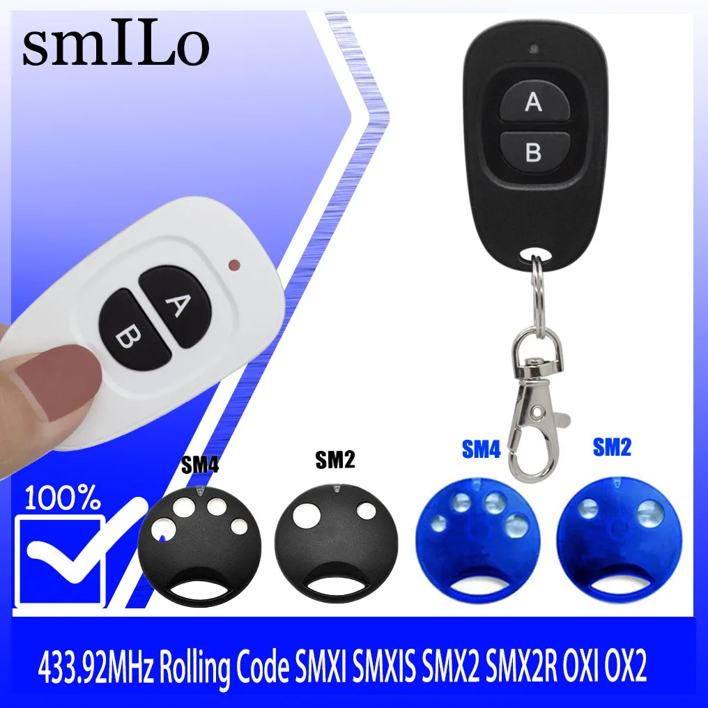 SMILO SM2 / SM4  433.92MHz Compatible  channel garage door remote control Wireless transmission electric gate, telescopic door,