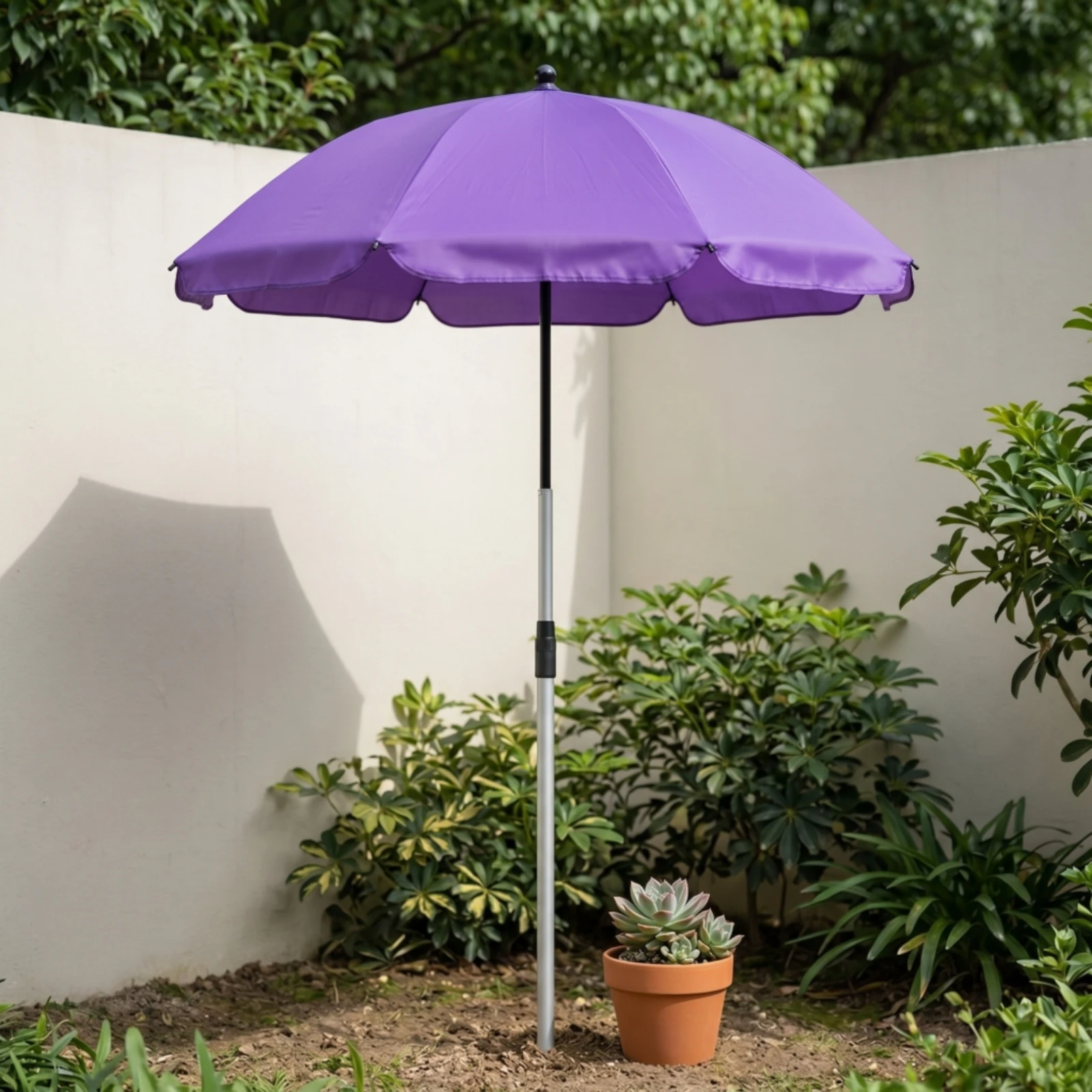 Umbrella with Ground Spike Compact Telescopic Umbrella Sunshade Lightweight Outdoor for Gardeners, Garden Beds, Potted Plants