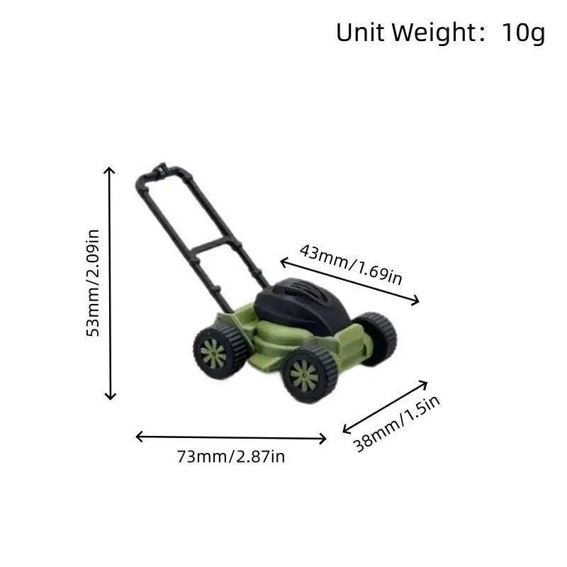 Mini Lawn Mower Dollhouse Furniture Model Hand Push Grass Cutter Decor Simulated Garden Tool For 1/12 Doll House Scene Layout