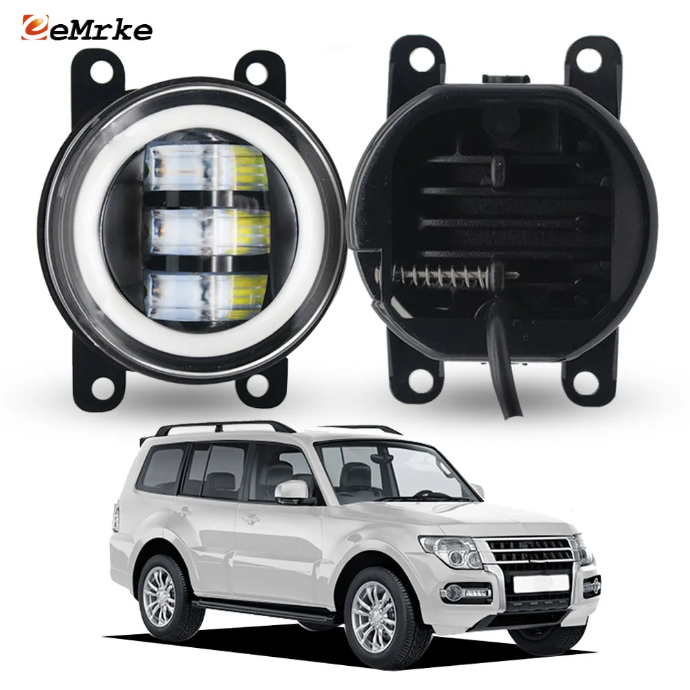 Pair Led Fog Light Yellow Turn Signal DRL Ring for Mitsubishi Pajero V8_ V9_ Montero Shogun 2007-2019 Low Beam Headlight 30W