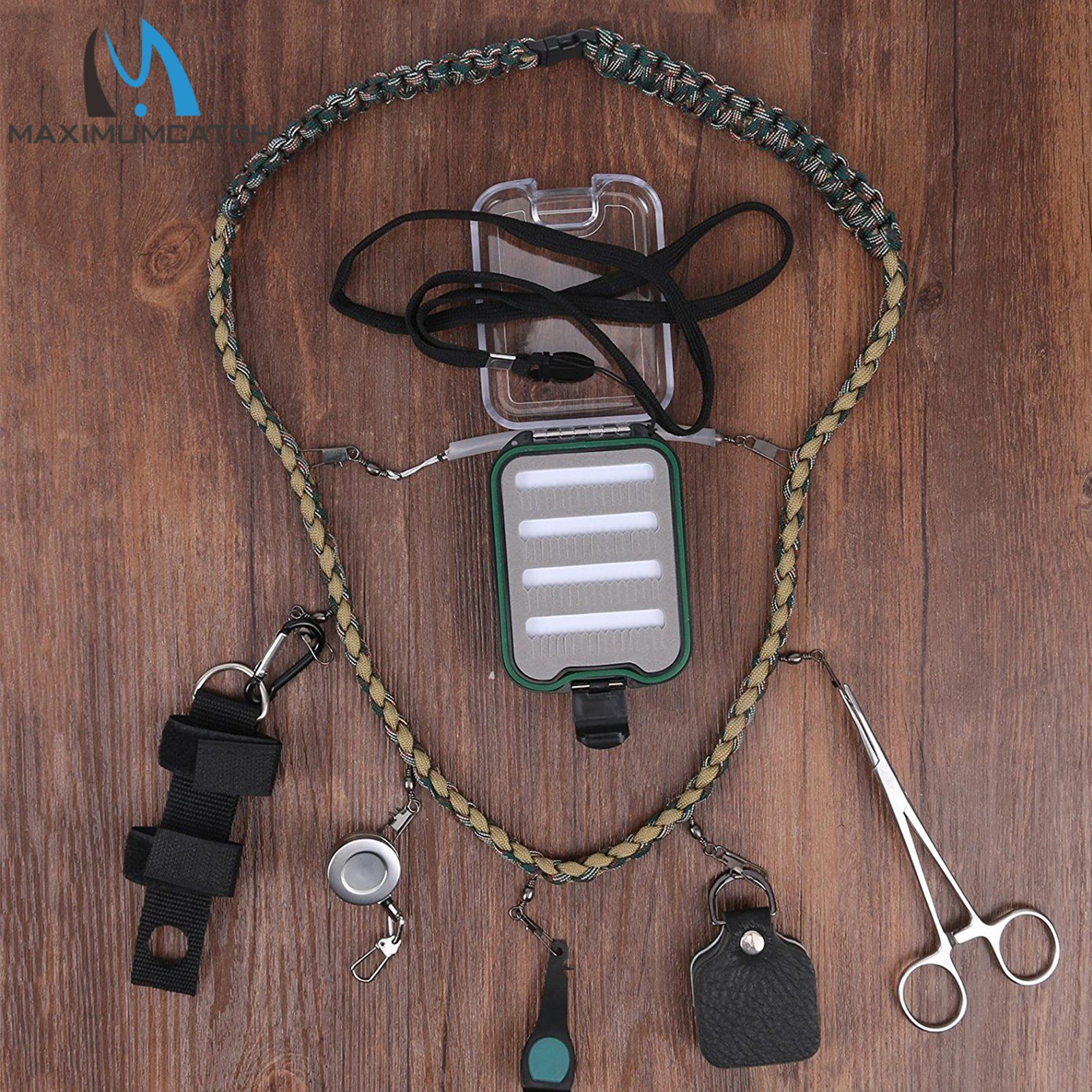 Maxcatch Fly Fishing Lanyard with Zinger, Tippet Holder, Line Nipper, Forceps, Bottle Holder Fly Fishing Accessory